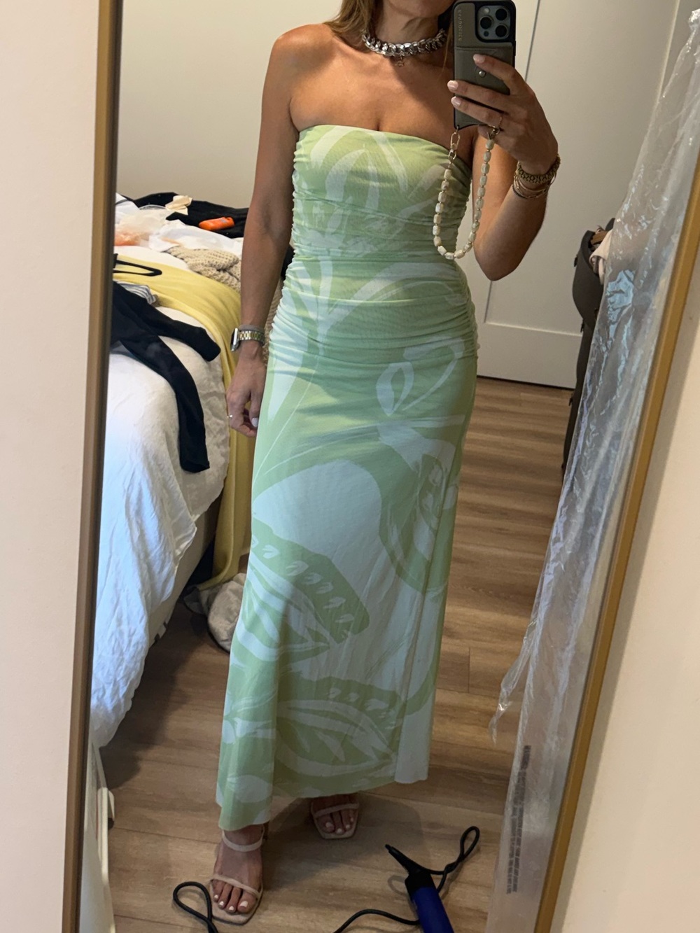 NWT strapless Sovere Print Maxi Dress